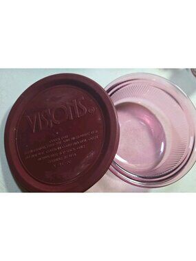 CORNING VISIONS C-16-B Ribbed Cranberry 1 pt Storage Bowl - With Lid V-16-PC
